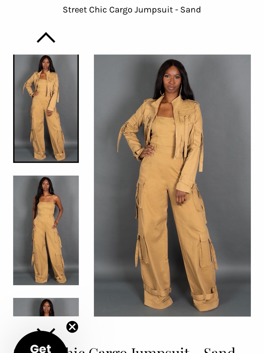 Utility Strapless Cargo Jumpsuit - Sand